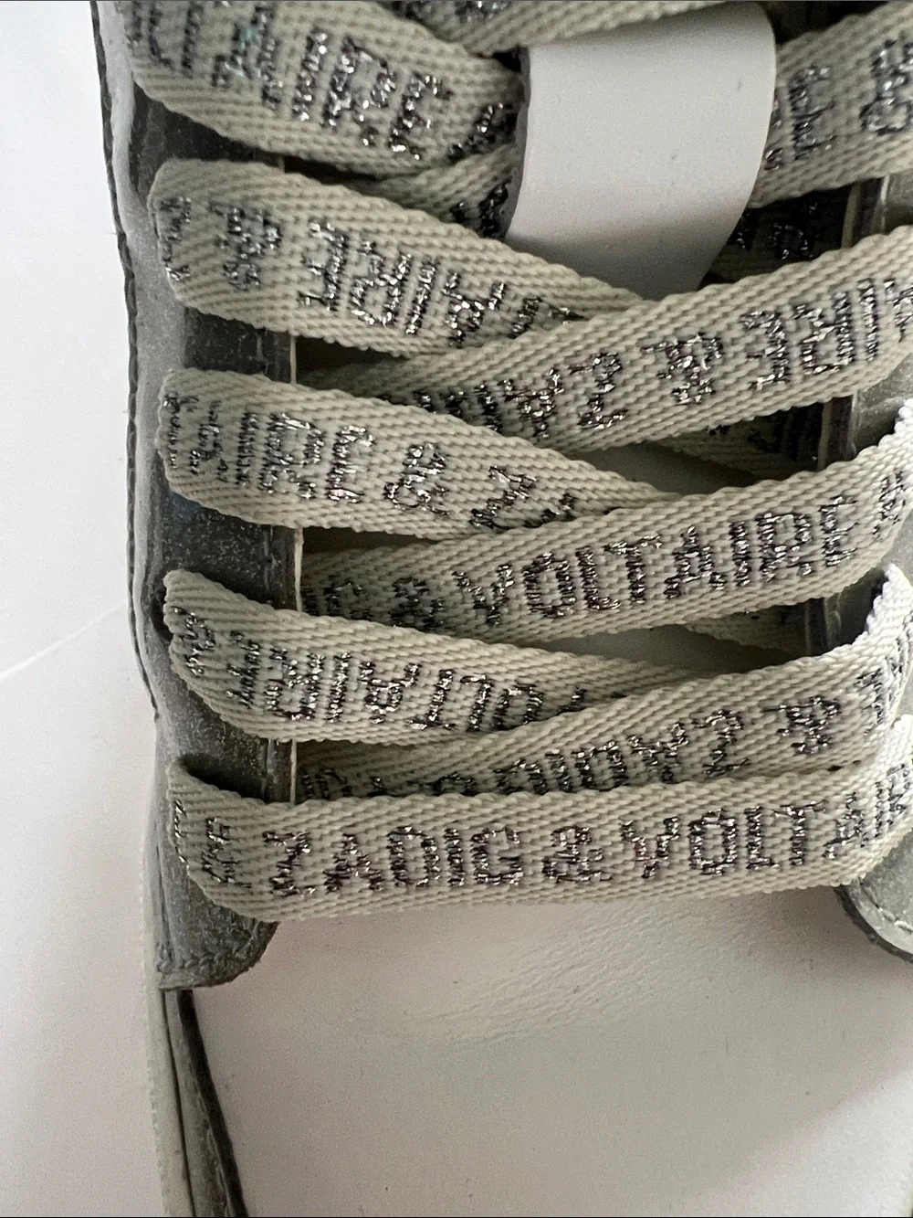 Zadig & Voltaire High Flash Infinity Leather Sneakers White Silver Glitter EU 38 - Picture 8 of 13
